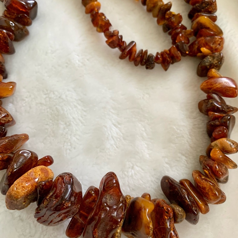 Natural Raw Chunky Baltic Amber Necklace 30" - Picture 5 of 12